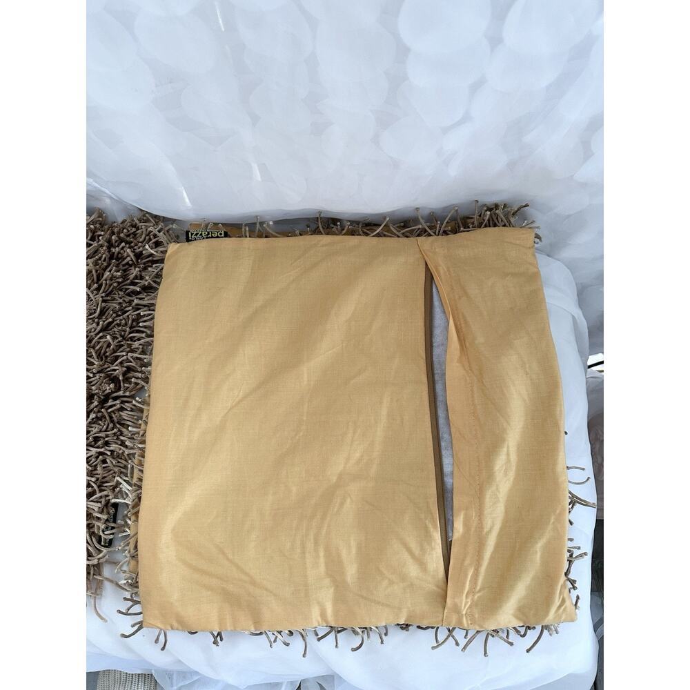Set Of 3 BEIGE SHAGGY Square Throw Accent Pillows Carlo Perazzi Designer MODERN - Picture 10 of 12